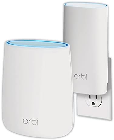 NETGEAR Orbi Compact Wall-Plug Whole Home Mesh WiFi System - WiFi Router and Wall-Plug Satellite Extender with speeds up to 2.2 Gbps Over 3,500 sq. feet, AC2200 (RBK20W)