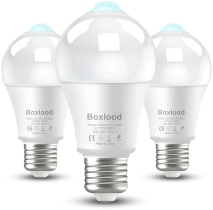 Motion Sensor Light Bulbs, 12W(100W Equivalent) A19 E26 6000K Auto On/Off