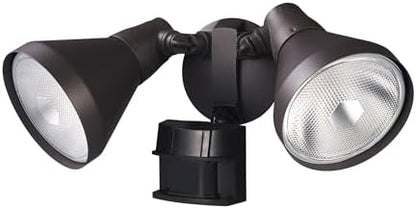 Globe Electric 17000272 180-Degree 240 W Twin Head Bronze Hardwired Motion Sensor Security Flood Light, Spotlight, Outdoor, Outside House Lights