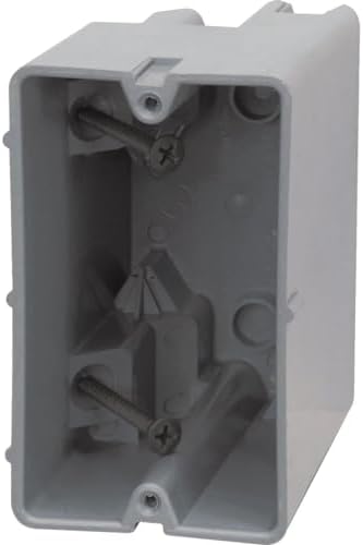 Southwire Electrical Box for Lighting Fixture, 50lb Ceiling Fan and 75lb Light Fixture Support, 22.5Cu with Depth Adjustment, 1 Gang, Gray, MSB22+