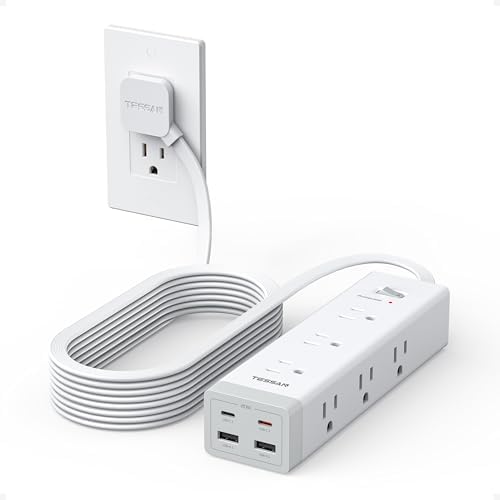 TESSAN Surge Protector Power Strip with 1050J Protection, 15 Ft, Grey