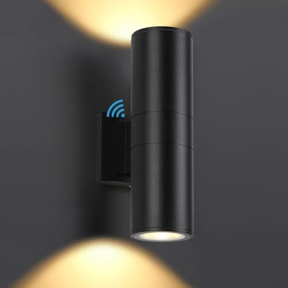 DAKAFUL Dusk to Dawn Outdoor Lighting Sensor Wall Lights 1 Pack, 12W 2700K Integrated LED Cylinder Up Down Lights Outdoor, IP65 Waterproof Aluminum Wall Sconce Exterior Wall Light for Porch Patio etc.