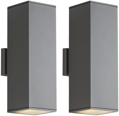 mirrea 18" Modern Outdoor Porch Light in 2 Lights, Matte Gray, 2 Pack