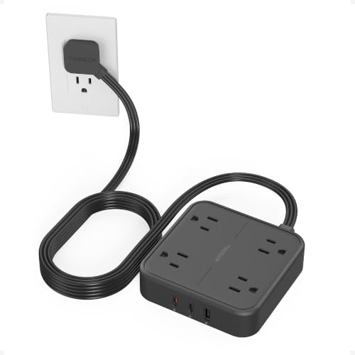 TESSAN Surge Protector Flat Extension Cord 10Ft, Flat Plug Power Strip