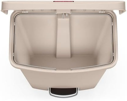 Rubbermaid Commercial Products Streamline Plastic Front Step On Trash Can, 24 Gallon, Beige, Hands-Free Garbage Can for Medical Waste in Hospitals/Lab/Emergency/Patient Rooms