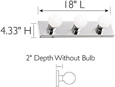 Design House 500850 3-Light Vanity Strip Light Contemporary Dimmable for Bathroom, Bedroom, Makeup Vanity, Polished Chrome
