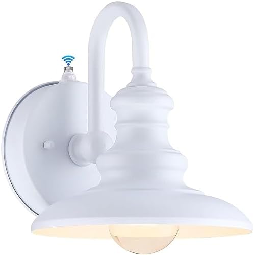LONEDRUID Dusk to Dawn Sensor Outdoor Gooseneck Barn Light Fixture White