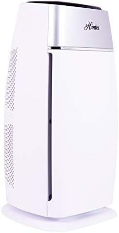 Hunter HP100 Air Purifier for Bedroom, Living Room, Dorm, White & Silver