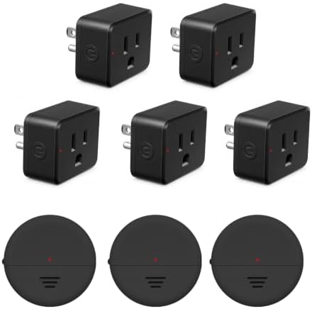 NineLeaf Wireless Motion Sensor Plug Outlet,260FT, 3Sensors 5Plugs, 1500W | 15A Motion Activated Plug w Adjustable Detection, Timer Auto On/Off, No Wiring for Light, Bathroom Fan, Garage, Hallway,Black