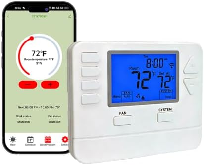 Smart WiFi Thermostat for Home with App Remote Control, Advanced Programmable Regulator for Ultimate Comfort, Supporting 7-Day, 5-1-1 Day, or Non-Programmable Modes.