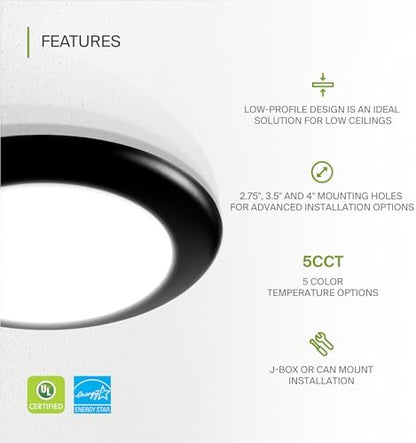 ASD 24 Pack Black LED Disk Lights 6 Inch, 5CCT Flush Mount Ceiling Light