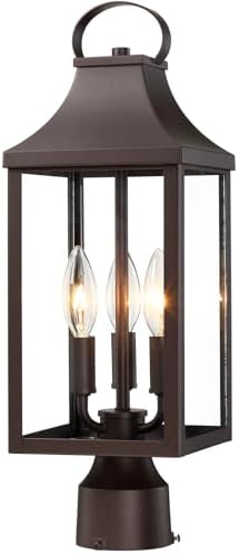18.62 Post Light Outdoor, Large 3-Light Lamp Post Light Fixture, Brown