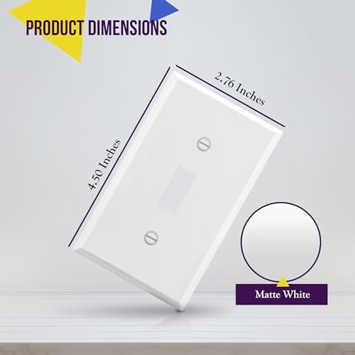 ENERLITES Toggle Light Switch Metal Wall Plate, 1-Gang, White Gloss