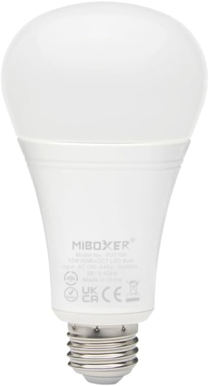 MiBOXER FUT105 E26 12W RGB+CCT LED Bulb, 2.4G RGB+CCT Bulb, Bulb, 2.4GHz RF Remote Controllable