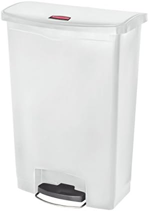 Rubbermaid Commercial Products Streamline Slim Step-On Plastic Trash Can, 24 Gallon, White, Hands-Free Garbage Can for Medical Waste in Hospitals/Lab/Emergency/Patient Rooms