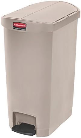 Rubbermaid Commercial Products STREAMLINE Plastic Front Step Step-On-Trash/Garbage Can/Bin, 13 GAL, Beige, for Doctor's Office/Hospitals/Healthcare