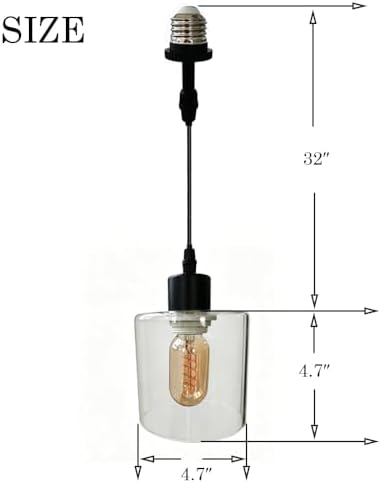 Screw in Hanging Light Fixture Instant Glass Pendant Light,Recessed Light Conversion Kit with E26 Screw-in Adapter for Bedroom,Living Room & Kitchen Island Lighting (Modern)