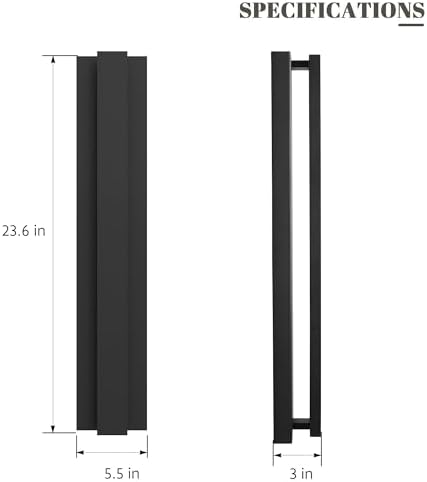 LamQee 23.6 Inch Modern Outdoor Wall Light Exterior Lighting Fixtures, 3000K 24W LED Contemporary Outdoor Sconces Wall Lighting, Matte Black Outside Wall Mount Lights for House Garage Porch Patio Door