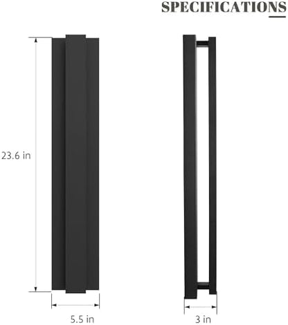 LamQee 23.6 Inch Modern Outdoor Wall Light Exterior Lighting Fixtures, 3000K 24W LED Contemporary Outdoor Sconces Wall Lighting, Matte Black Outside Wall Mount Lights for House Garage Porch Patio Door