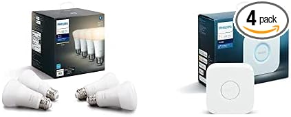 Philips Hue White Smart LED Bulbs (4-Pack) and Hue Bridge
