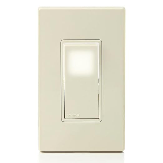Leviton 15 Amp Decora LED Illuminated Light Wall Switch, Single-Pole, L5611-2T, Light Almond