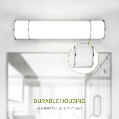 ASD LED 24" Vanity Flush Mount Light Fixture, Linear Bathroom Lighting Bar | 3CCT, Dimmable, ETL Listed | 25W 2600LM 3000-5000K 100-277V | Long Tube Bath Wall Sconce Over Mirror | Nickel, 4 Pack