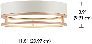 Globe Electric 66000038 18.5W LED Integrated Outdoor Indoor Flush Mount Ceiling Light Fixture, Matte White, Wood Toned Accent, Home Improvement, Front Porch Lighting