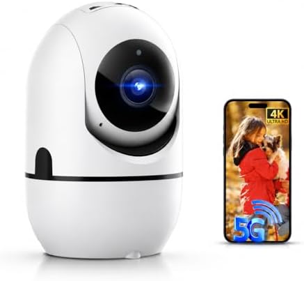 5G Indoor Camera for Home Security, 2K Pet Camera with Phone App, 360° PTZ Indoor Camera for Baby MonitorDog Camera Motion Detection, 2-Way Audio, Night Vision, Cloud&SD Card Storage, Works w/Alexa