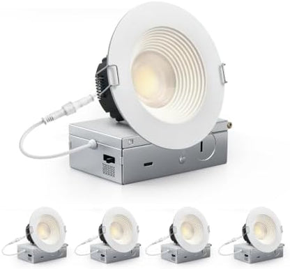 Adetu 4 Pack 4 Inch 5CCT Anti-Glare LED Downlight, Recessed Ceiling Light