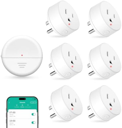 NineLeaf Wireless Motion Sensor WiFi Outlet 260FT Remote Smart Switch | App Control, Adjustable Sensing Mode, WIFI Auto Control Lights Fan Appliances, No Wiring,Garage,1Sensor 6Plugs