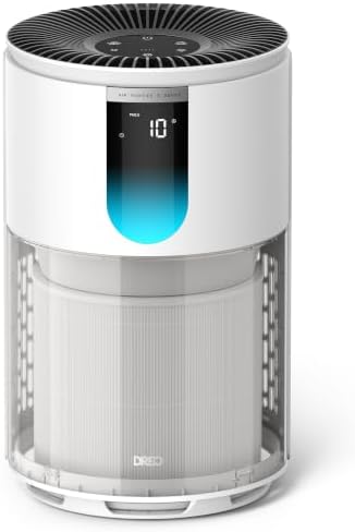DREO Air Purifiers for Home, 539 Series HEPA Air Cleaner Up to 1176 Sq. Ft, PM2.5 Air Quality Sensor, Quiet, Auto/Turbo/Sleep Modes for Bedroom, DR-HAP009 (Snow White)