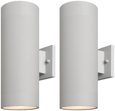 mirrea 14" Modern Outdoor Porch Light in 2 Lights, Matte Gray, 2 Pack