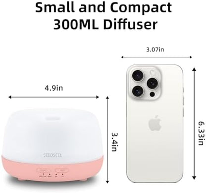 SEEDSEEL 300ML Essential Oil Diffuser with Remote Control, Aromatherapy Diffuser with 7-Color Changing LED Light for Home,Bedroom, Office