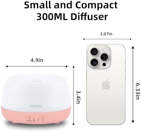 SEEDSEEL 300ML Essential Oil Diffuser with Remote Control, Aromatherapy Diffuser with 7-Color Changing LED Light for Home,Bedroom, Office
