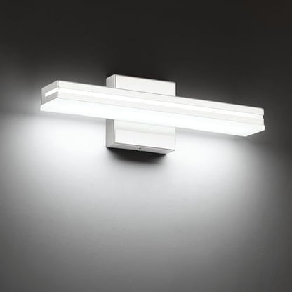 SineRise 16-Inch LED Modern Bathroom Vanity Light Bar, Chrome Modern Acrylic Bathroom Wall Lighting Fixtures Over Mirror (Cool White 6000K)