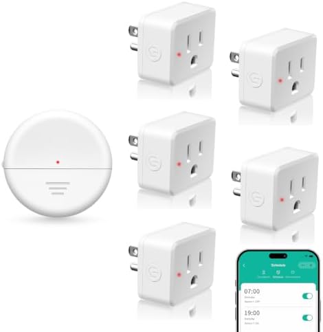 NineLeaf Wireless Motion Sensor WiFi Slim Outlet 260FT Remote Smart Switch | Adjustable Sensing Mode, App Control, WIFI Auto Control Lights Fan Appliances, No Wiring,Garage,1Sensor 5Plugs
