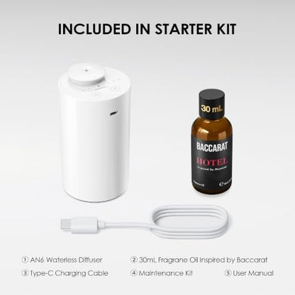 Airversa AN6 Waterless Essential Oil Diffuser Starter Kit, White