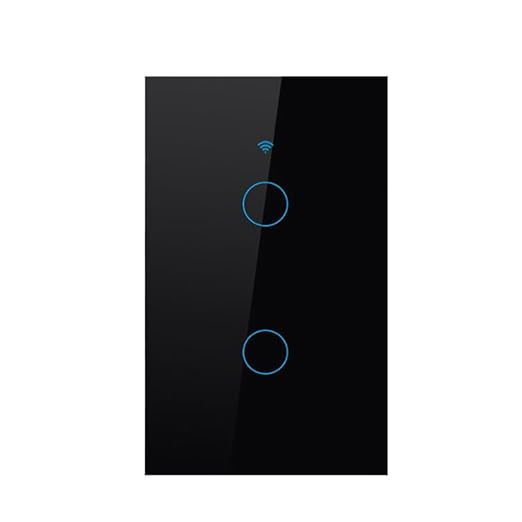 WiFi Smart Wall Light Switch,US Standard ，Voice Control ，Tempered glass panel, 2.4GHz Wi-Fi Touch Switches, Remote Control Smart Life/Tuya App, (2Gang-Black)