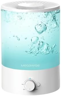 MegaWise 3.5L Cool Mist Humidifier – Whisper-Quiet Ultrasonic Vaporizer for Baby Nursery, Bedroom & Office | Top-Fill Design, Essential Oil Diffuser, Easy to Clean, 7-Color Night Light, Auto Shut-Off