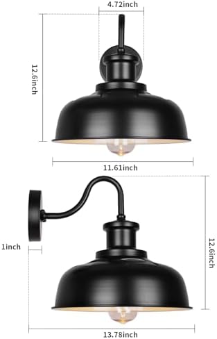 Solar Barn Light for Outside, Dusk to Dawn Outdoor Wall Lights Solar Powered, Farmhouse Exterior Wall Sconce, Industrial Outside Lighting Fixture, Rustic Lantern for Garage, Barn, Shed