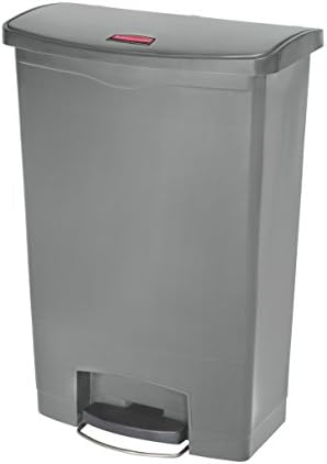 Rubbermaid Commercial Products STREAMLINE Plastic Front Step Step-On-Trash/Garbage Can/Bin, 24 GAL, Gray, for Doctor's Office/Hospitals/Healthcare