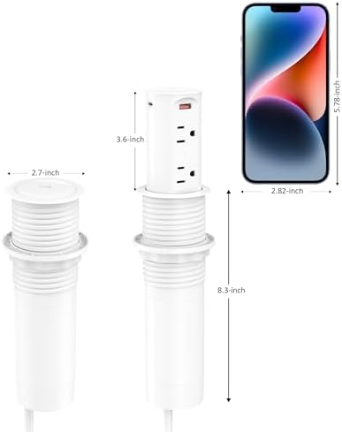 Jgstkcity Pop up Countertop Outlet,2.5in Hole Desk Grommet,65W USB