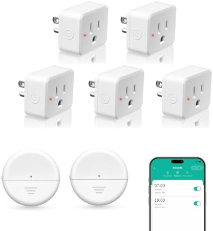 NineLeaf Wireless 260FT Motion Sensor WiFi Remote Smart Slim Outlet | App Control, Adjustable Sensing Mode, WiFi Auto Control Lights Fan Appliances, No Wiring,Garage,2Sensors 5Plugs