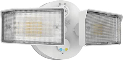 Lithonia Lighting HomeGuard 2-Light LED Outdoor Flood Lights, Outdoor LED Lights, Dusk to Dawn Sensor, Adjustable Lumens, Selectable Color, Square Heads, White (HGX LED 2SH ALO SWW2 120 PE WH M2)