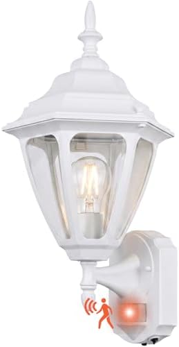 Porch Lights Outdoor Motion Sensor Wall Sconce Anti-Rust Aluminum, Exterior Outdoor Wall Lights Dusk to Dawn Porch Light Fixture Wall Mount for House Outside Patio Large White