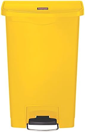 Rubbermaid Commercial Products-1883575 Streamline Slim Step-On Plastic Trash Garbage Can, 13 Gallon, Yellow