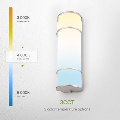 ASD LED 18" Vanity Flush Mount Light Fixture, Linear Bathroom Lighting Bar | 3CCT, Dimmable, Energy Star, ETL Listed | 20W 1650LM 3000-5000K 120V | Long Bath Wall Sconce Over Mirror | Nickel, 4 Pack