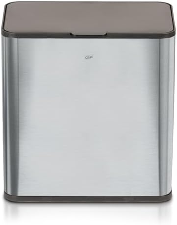 Glad Roomate Stainless Steel Under Counter Waste Bin with Clorox Odor Protection | Space Saving Dual Lid Small Trash Can for Kitchen Cabinet, Bathroom or Office, 1.5 Gallon (6L)