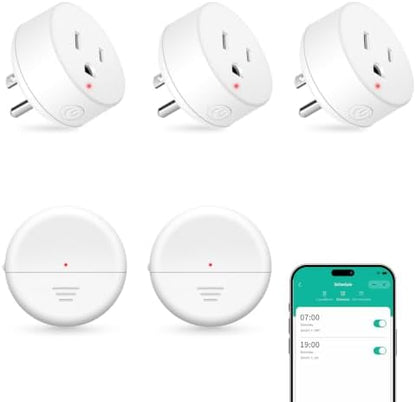 NineLeaf Wireless 260FT Motion Sensor WiFi Outlet Remote Smart Switch | App Control, Adjustable Sensing Mode, WiFi Auto Control Lights Fan Appliances, No Wiring,Garage,2Sensors 3Plugs