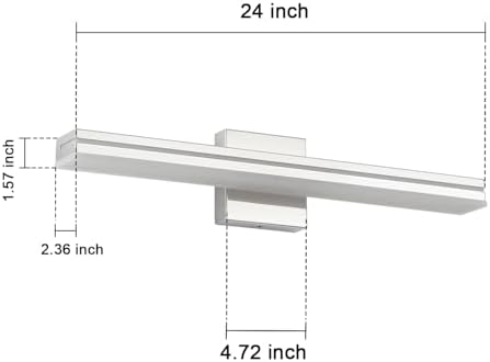 SineRise 24-Inch LED Modern Bathroom Vanity Light Bar, Chrome Modern Acrylic Bathroom Wall Lighting Fixtures Over Mirror (Cool White 6000K)